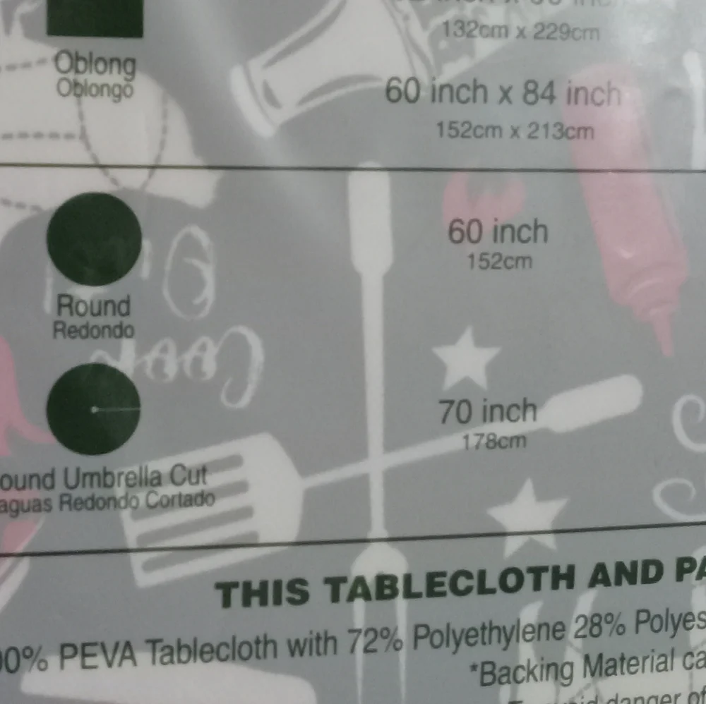 Eco vinyl Flannel-Back Round Tablecloth (New)